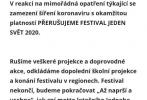 Festival Jeden svět zrušeno 